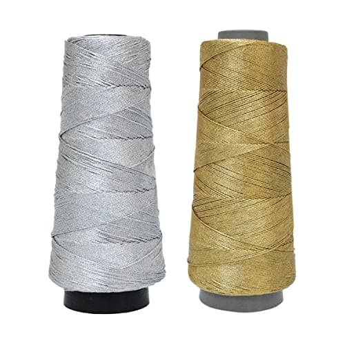 Embroiderymaterial 0.5 MM Thick Metallic Zari Threads for Jewellery Making, Bracelet Making, Aari Work, Embroidery Work, Dori/Rope, Safe to use in Machine 2 Rolls (274 Meters/Roll, Silver & Gold)