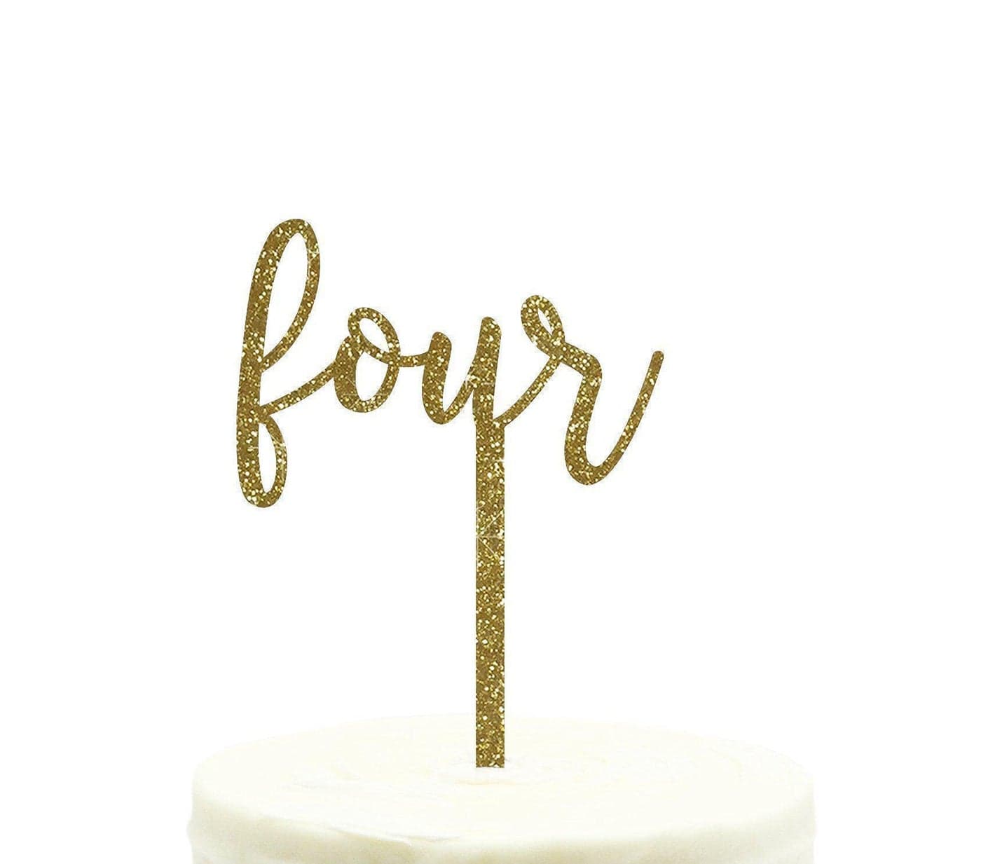 Festiko®Birthday and Anniversary Cake Toppers, Gold Glitter, Four, 1-Pack