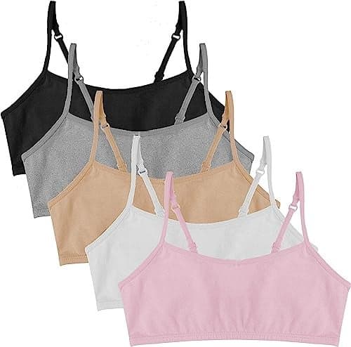 Popular Cotton Girls Training Bra - Crop Cami w Adjustable Straps. Bra Pack 5 PK Neu 7/8