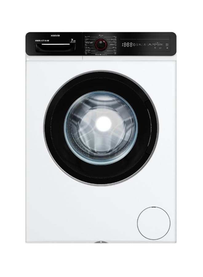 7Kg Front Load Washing Machine, Fully Automatic, 1000 RPM, 15 Programs, Allergy Safe, Foam Protection, Eco-Logic, White, Made in Turkey, Min 1 Year Warranty - HWM-V710-W 7 kg HWM-V710-S White