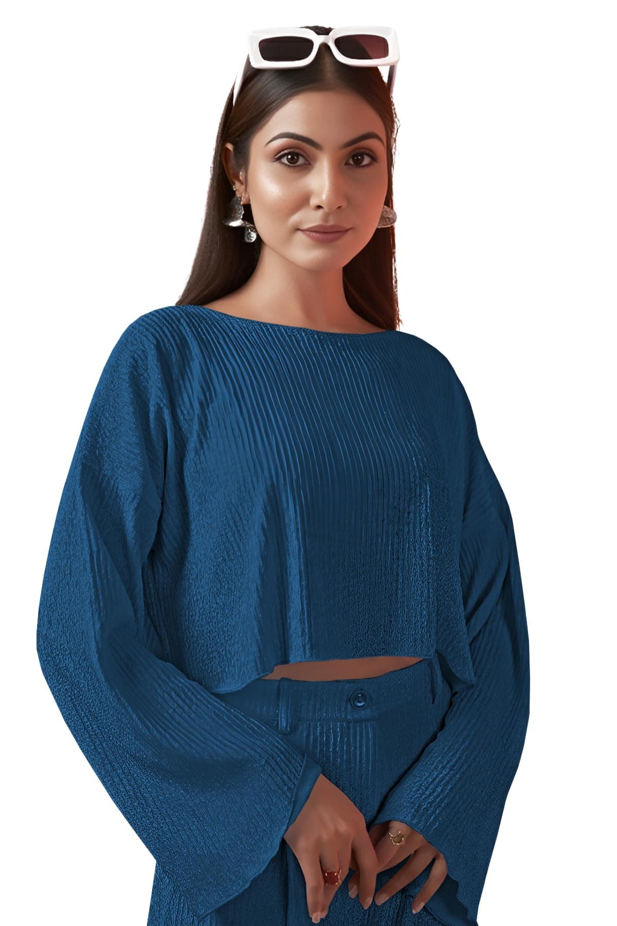 GRECIILOOKS Co-Ord Set For Women | Co-Ord Set For Women Stylish | Travel Co-Ord Set For Women | Co-Ord Set For Women Stylish (GL-W2229&TR1174-2XL-BLUE)