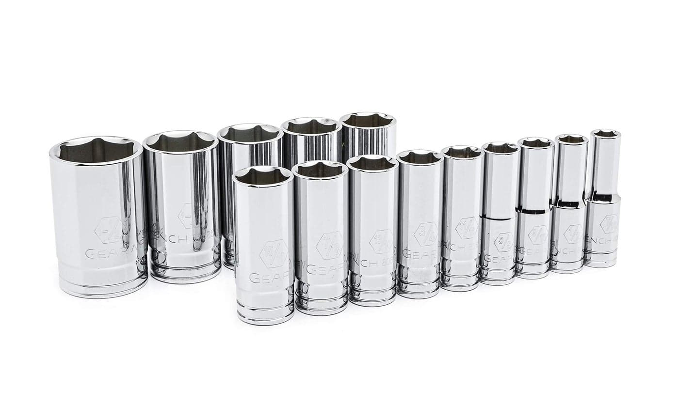 GEARWRENCH 14 Pc 12 Drive 6 Pt Deep Socket Set SAE 80733