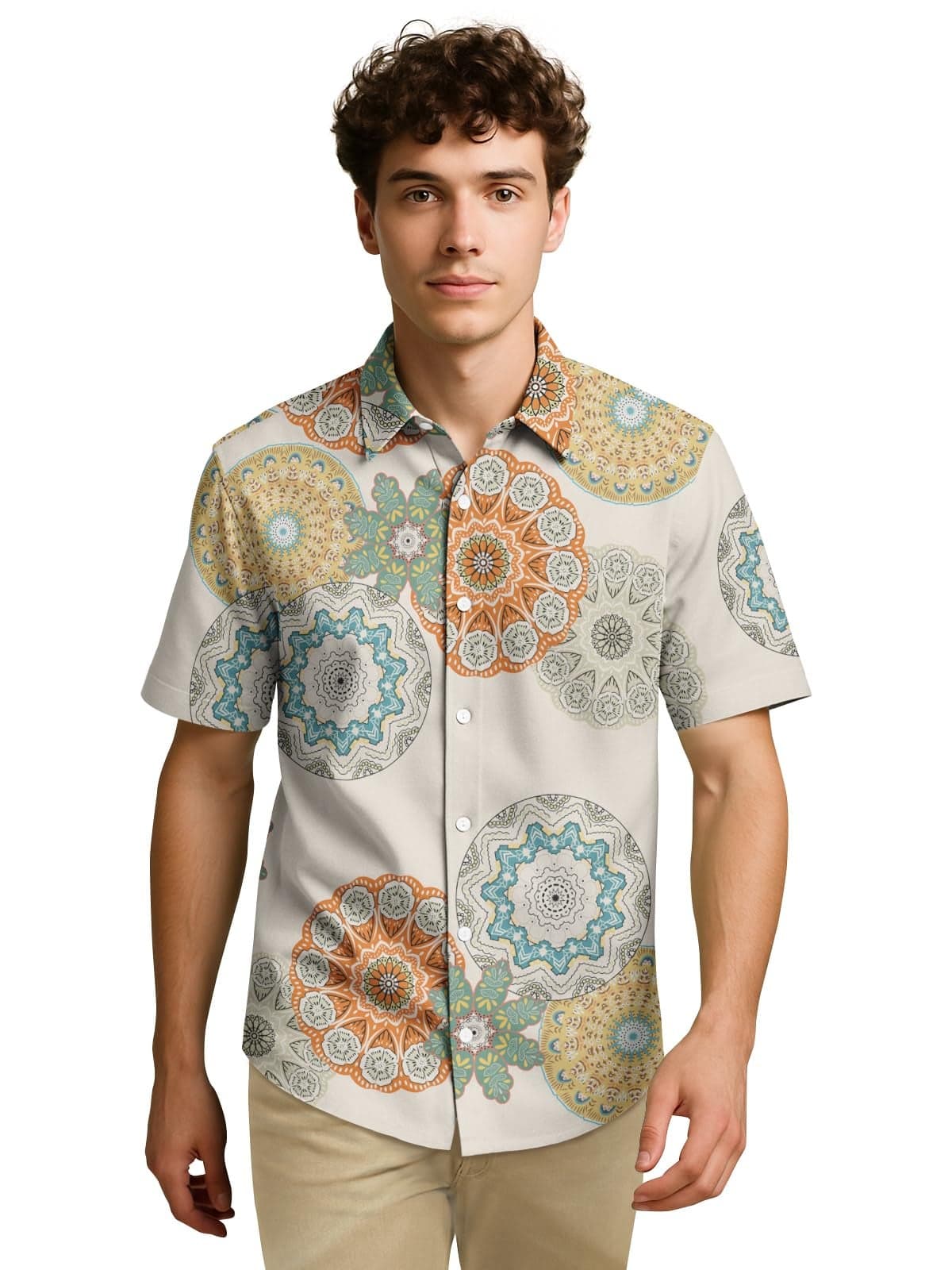 BULLMER Trendy Regular Fit Cotton Blend Printed Casual Half Sleeve Shirt for Men | Stylish Mens Casual Shirts | Shirts for Men_Green2_Small