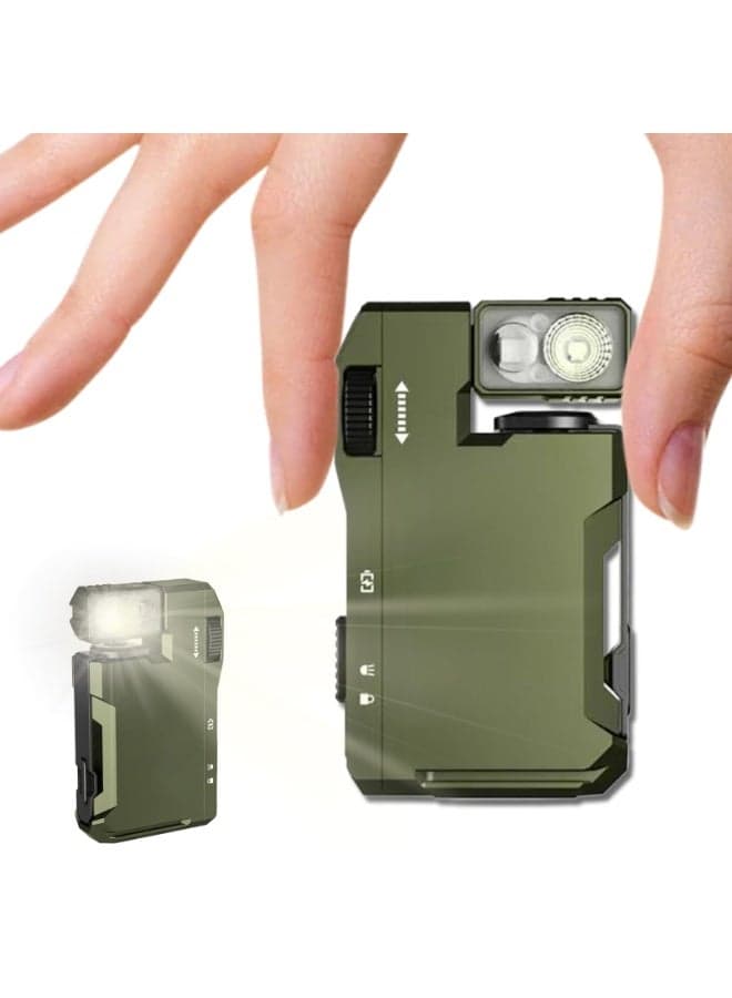 G5 Rechargeable Edc Flashlight, Portable Flat Pocket Flashlights Flashlight Rechargeable Torch Light, G5 Edc Light 400 Lumens Waterproof for Outdoor Camping Emergency (Green)