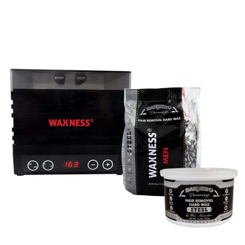 Waxness Barbero Depilatory Hard Wax Kit with WCUBE Black D