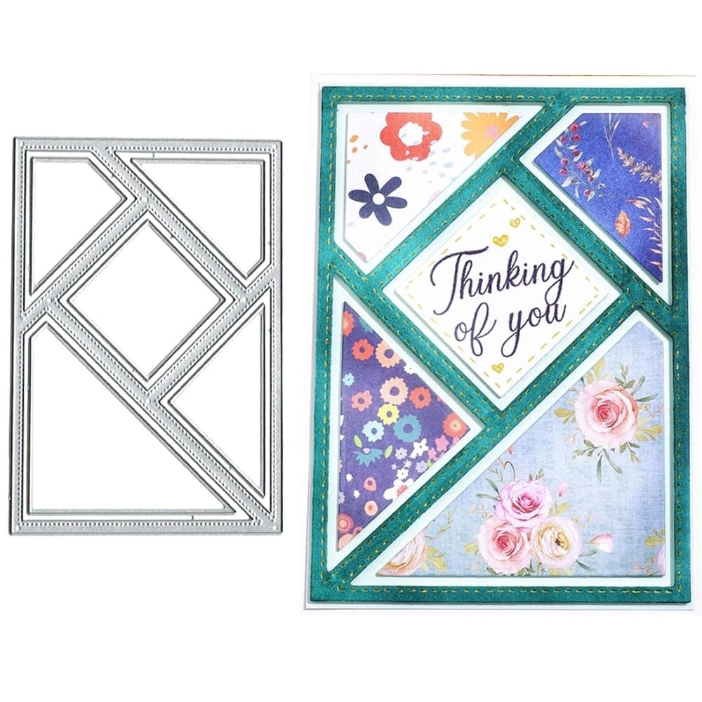 Rectangle Triangle Frame Metal Die Cuts Rectangle Frame Metal Cutting Dies Cut Stencils Card Paper Craft DIY Template Metal Cutting Dies Album Embossing Paper Dies for Card Making Scrapbooking