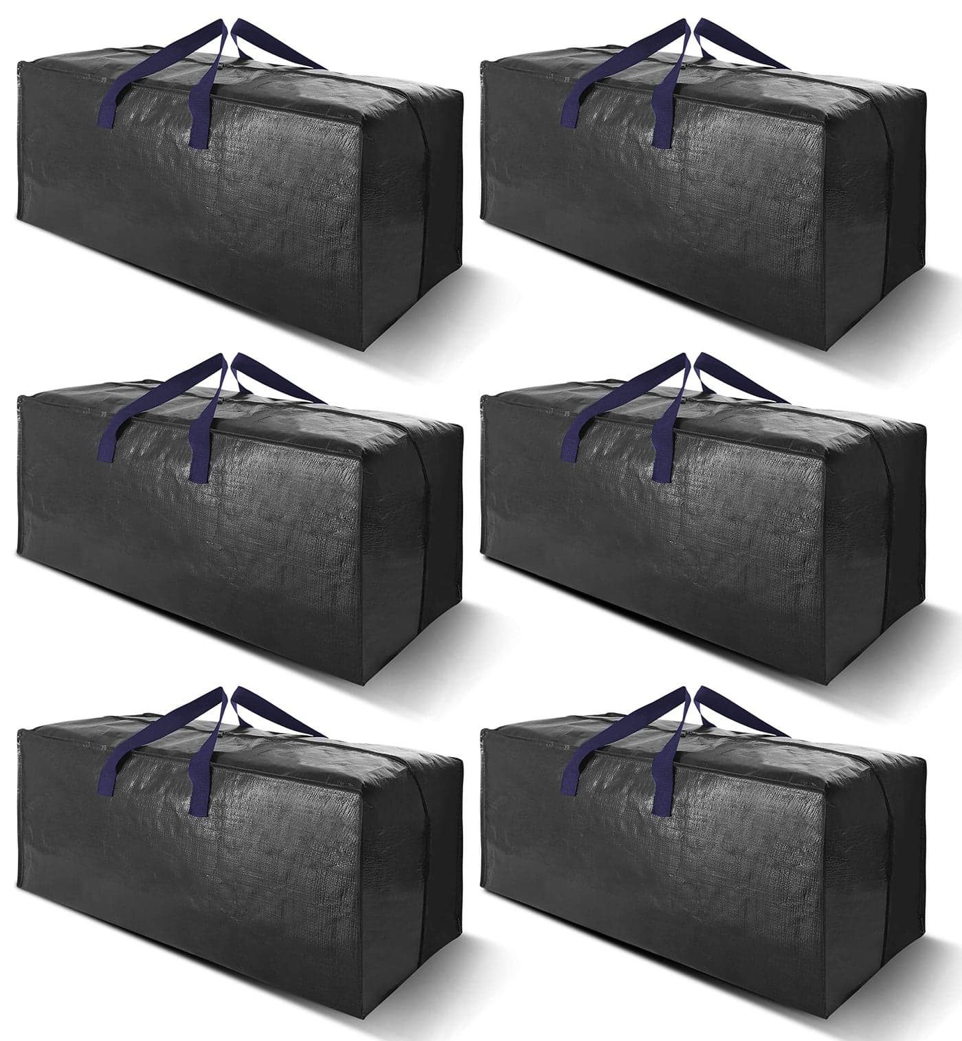 VELVETSURE Heavy Duty Extra Large Moving Bags WBackpack Straps Strong Handles Zippers Storage Totes For Space Saving Fold Flat Alternative to Moving Box and Storage Bin Set of 6 Black