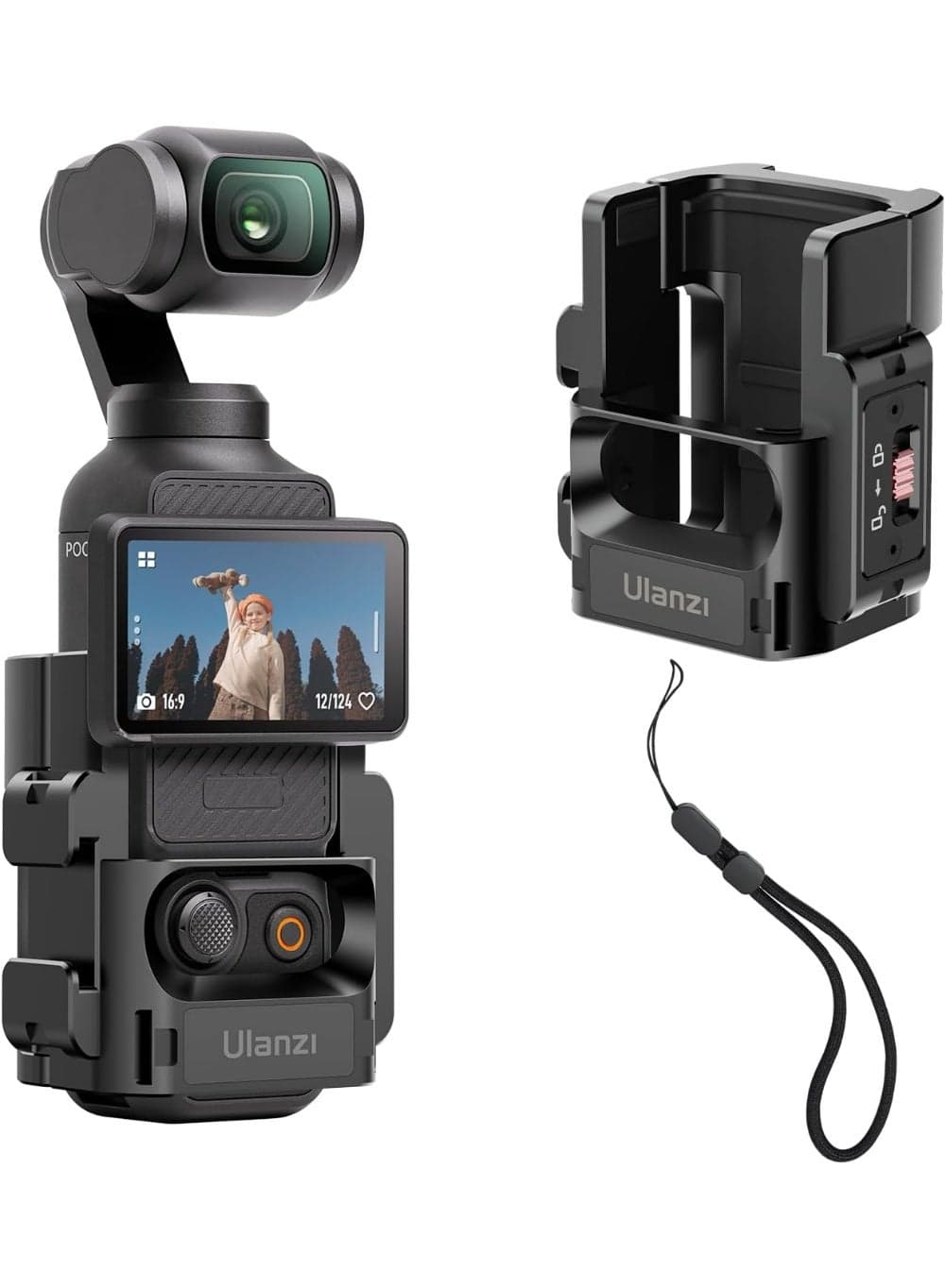 ULANZI PK-06 Expansion Adapter Accessories for DJI Osmo Pocket 3 & Pocket 4 - Aluminum Protective Cage Metal Bracket Mount with 1/4 Screw Holes/Gopro Adapter/Cold Shoe/Osmo Action Quick-Release