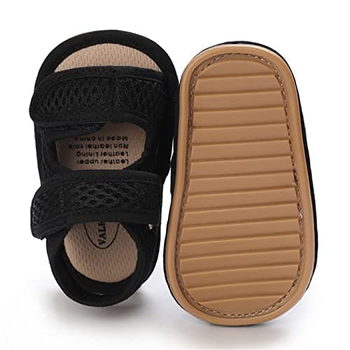 E-FAK Baby Boys Girls Summer Sandals Closed-Toe Non-Slip Rubber Sole Toddler Infant First Walker Shoes(6-12 Months Infant, 01 Black)