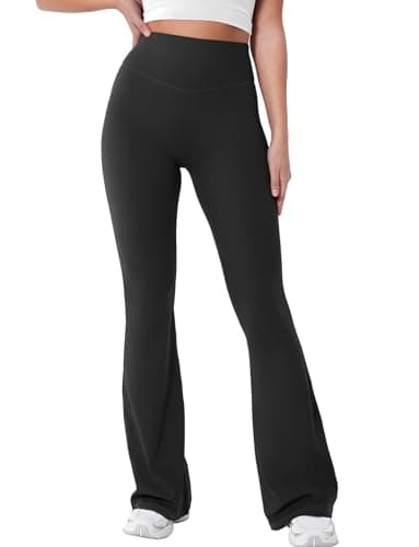 YEOREO Mini Flared Leggings for Women 30" Bessli High Waist No Front Seam Flare Yoga Pants Hidden Scrunch Workout Leggings Black XL