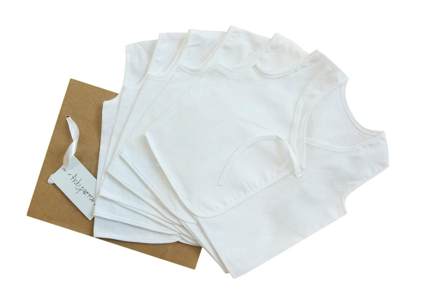 Picksparrow Cotton Unisex Pure Newborn Baby Clothes/Cambric Skinny Fit Jhablas/Sleeveless Tops/Vests/Newborn Essentials (0-1 Months, Pack Of 6, Design - Solid White)