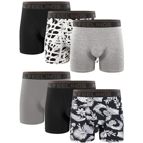 Natural Feelings Boxer Briefs Mens Underwear Men Pack of 6 Soft Cotton Open Fly Underwear
