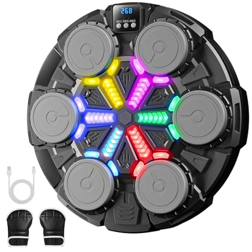 Oppvoci Upgraded Music Punching Machine for Kids and Adults Wall Boxing Punching Pad with Bluetooth Rhythm Lights 3 Speed Modes Home Fitness Boxing Equipment with Gloves for Boys Girls Teenagers