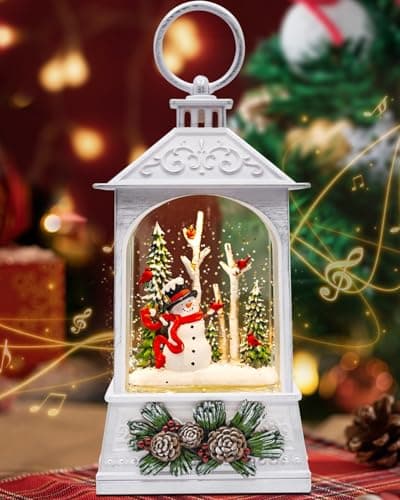 Christmas Snowman Cardinal Snow Globe Light up Lantern with 8 Songs 8 White Christmas Snow Globes for kids adults 6H Timer Dual Power Snowglobes Christmas Decorations Indoor Gifts for Women Men