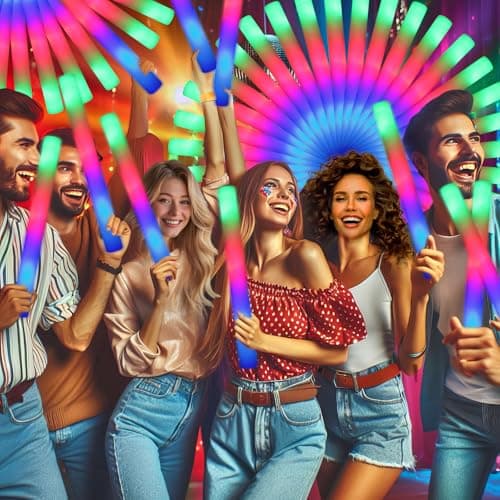 wellent 55 PCS Foam Glow Sticks Foam Light Up Sticks Party Supplies with 3 Mode Colorful Flashing Glow Sticks Bulk Party Pack Led Foam Sticks for Birthday Wedding New Year Carnival Concert