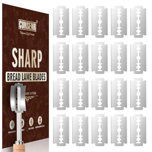 CUNSENR Bread Lame Blades Refill – Stainless Steel Scoring Blades for Perfect Bread Art, Suitable for Slicing and Scoring Sourdough, Baguettes, and More (20 Blades)