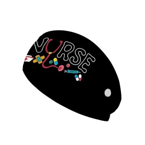 LedBack Wide Headbands for Nurse Non Slip Head Bands for Womens Hair Men Turban Surgical Caps Medical Assistant Black Headband with Buttons for Mask
