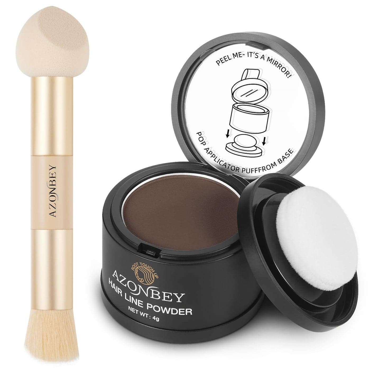 Root Touch Up SetsHairline Powder for Women Cover Up Hairline Concealer for Thin and Thinning Hair Water Sweat ResistantContain Azonbey Makeup Brush Med Brown MedMakeup Brush
