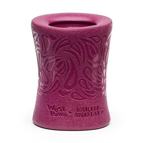 WEST PAW Funnl Dog Chew Toy Interactive Treat Toys for Dogs Toy Fillable with Earth Animal NoHide Chews Large 425 Tropic Red Made in USA
