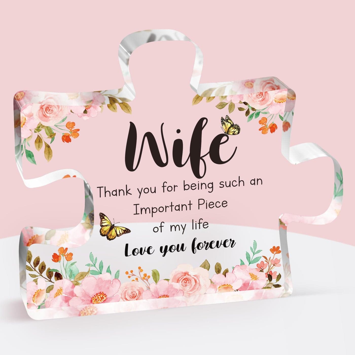 Gifts for Wife Engraved Acrylic Block Puzzle Plaque Decorations 39 x 33 inch Delicate Wife Birthday Gifts from Husband Anniversary Mothers Day Birthday Gifts for Wife Ideas