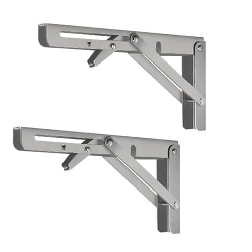 MIKMAYTOO Stainless Shelf Brackets Heavy Duty Stainless Steel Collapsible Shelf Bracket for Bench Table Space Saving DIY Bracket Max Load 550lb 14 INCH2PCS