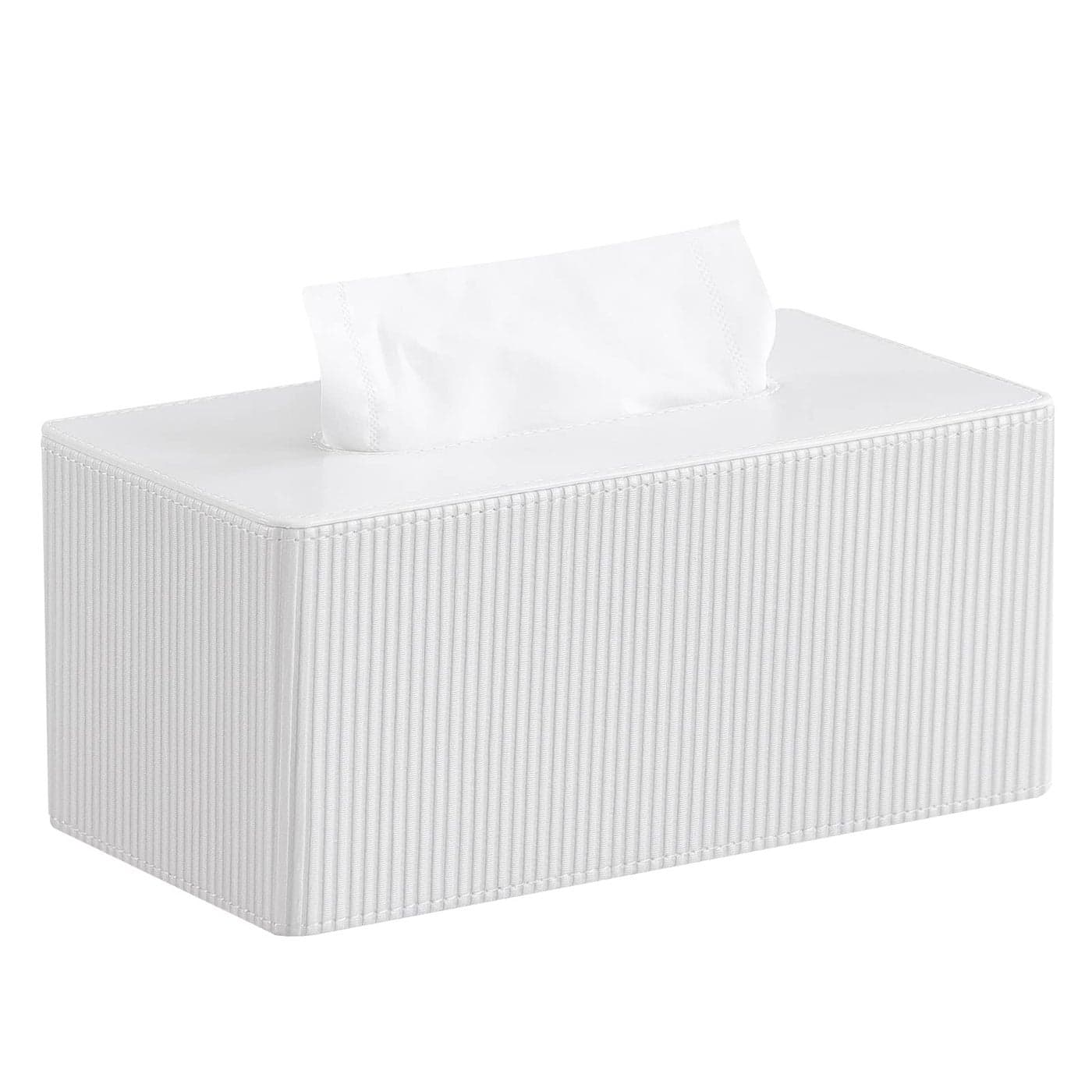 Cretkhp PU Leather Tissue Box Cover Rectangle with Magnetic Closure Modern Tissue Box Holder for Bathroom NightStands Livingroom Decorative Tissue Holder for 1203Ply1602Ply Tissue Box White