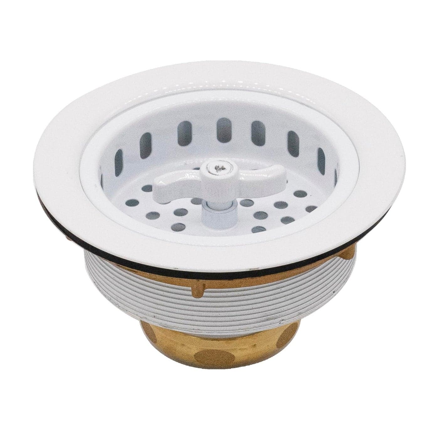 Westbrass D21350 312 Wing Nut Twist Style Large Kitchen Sink Basket Strainer Single Podwer Coat White