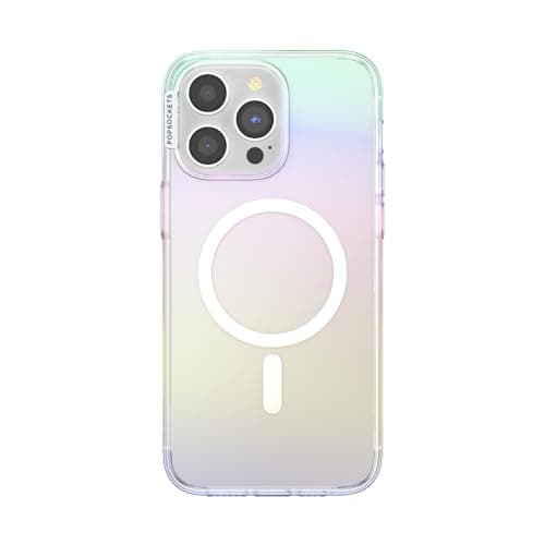 PopSockets iPhone 15 Pro Max Phone Case with MagSafe Wireless Charging Compatible Rainbow Shimmer