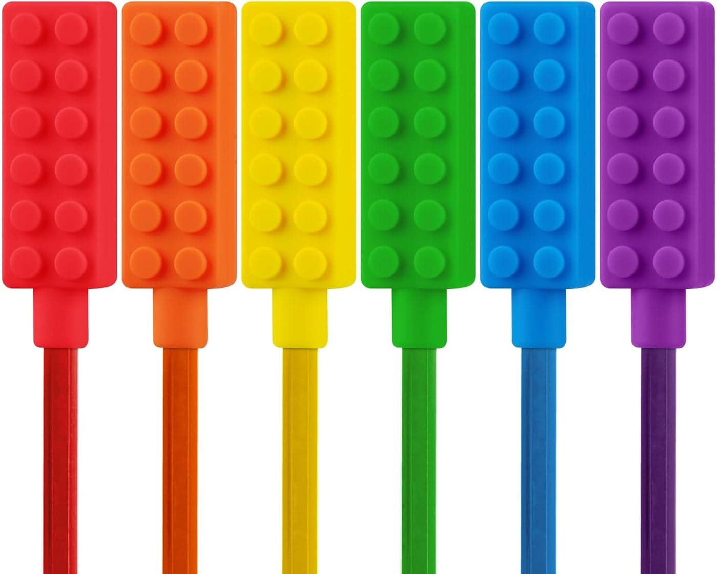 6 Pack Chewable Pencil Toppers for Kids