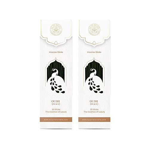LUXURIATE Oudh Oud Organic Natural Herbal Incense Organic Incense, Long-Lasting Incense Stick, Agarbatti for Puja, Prayer | Luxury Premium Incense - Pack of 2 (40 Sticks)
