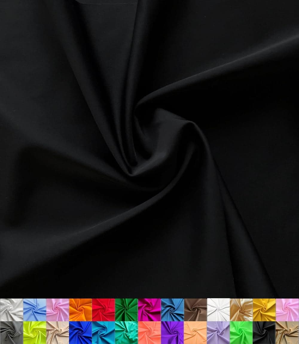 Nylon Spandex Fabric | 80% Nylon, 20% Spandex | Swimwear, Activewear Fabric | 4-Way Stretch | Sports, Dance, Yoga (Black, 1 Yard)