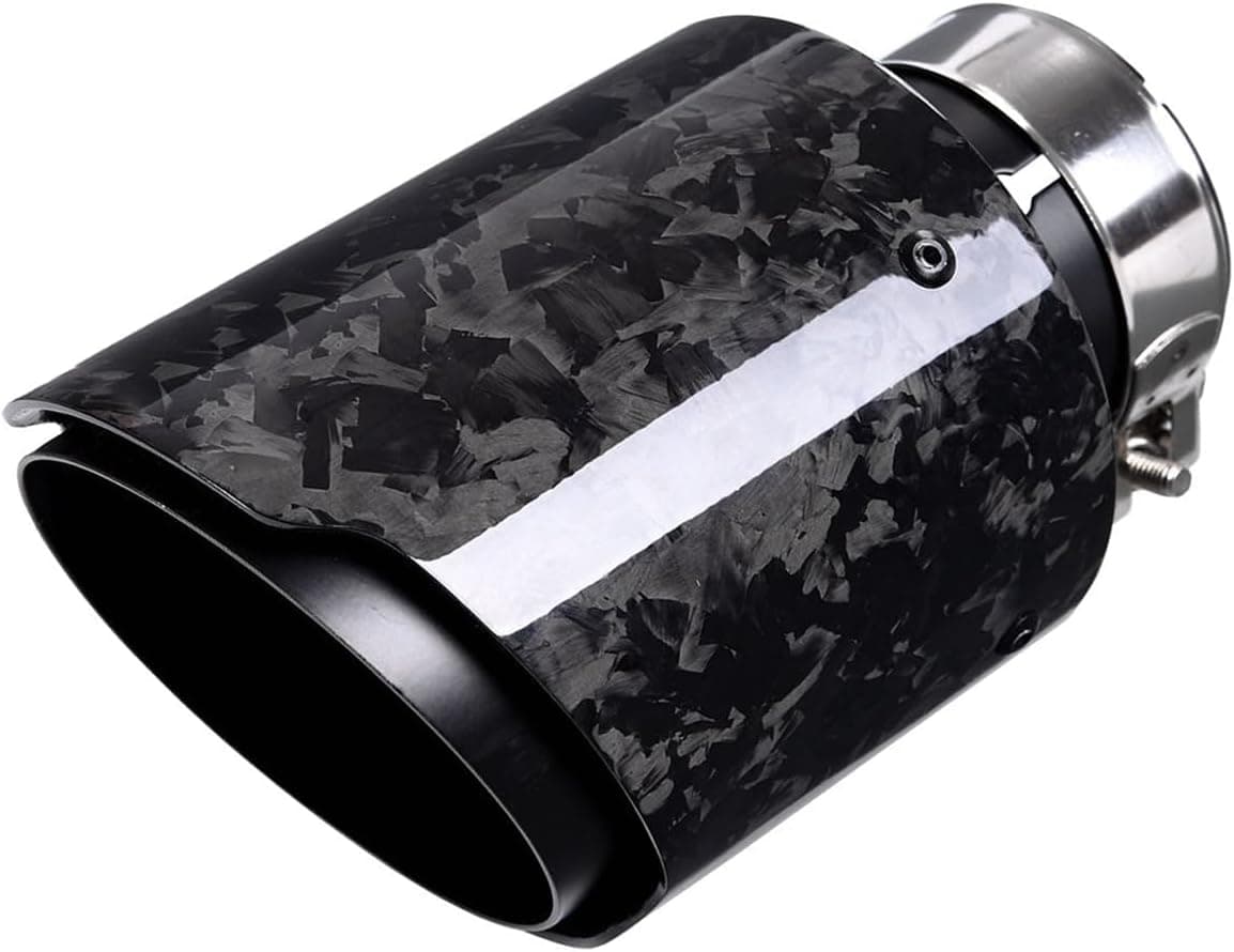 Kipalm Forged Carbon Fiber Exhaust Pipe Muffler Tips with Black Stainless Steel Tailpipe
