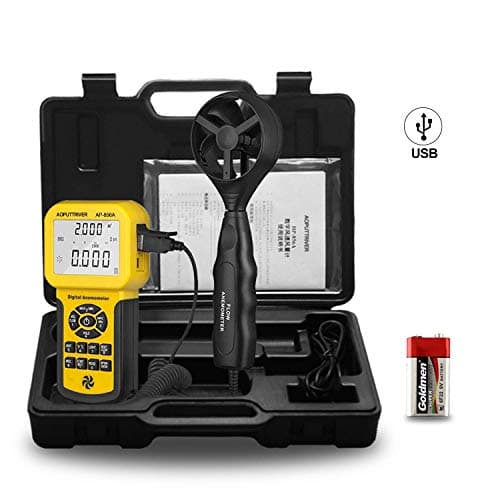 Pro HVAC Anemometer Handheld CFM Meter Wind Speed Meter with USB Data Export to PC Max/Avg/Min Functions for Measuring Wind Speed Air Velocity, Wind Temp AP-856A