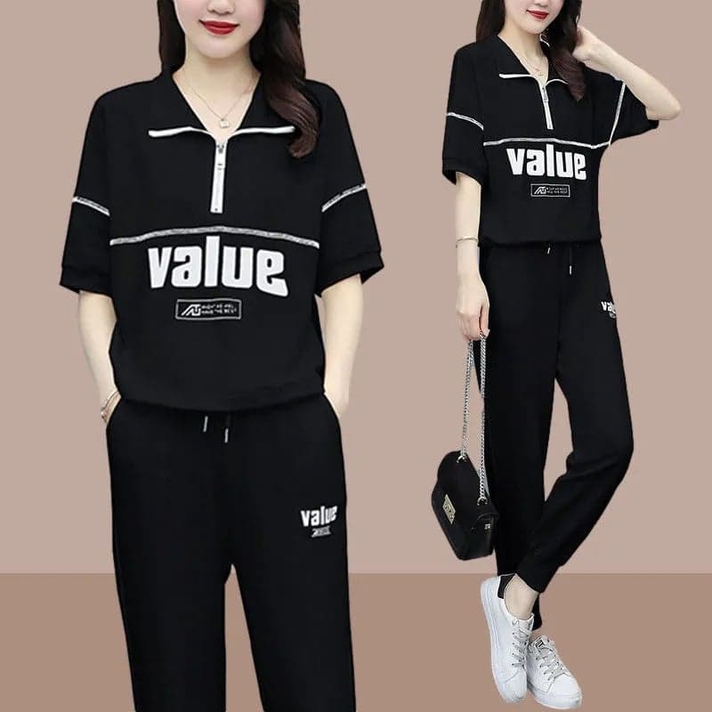 Suit Women'S Casual Loose Korean-Style Top Two-Piece Set Elegant Age-Reducing Casual Ankle-Length Pants
