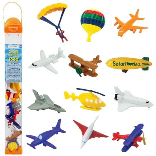 Safari Ltd in The Sky TOOB 12 Figurines Jets Parachute Blimp Planes Helicopter and More Educational Toy Set for Boys Girls and Kids 3