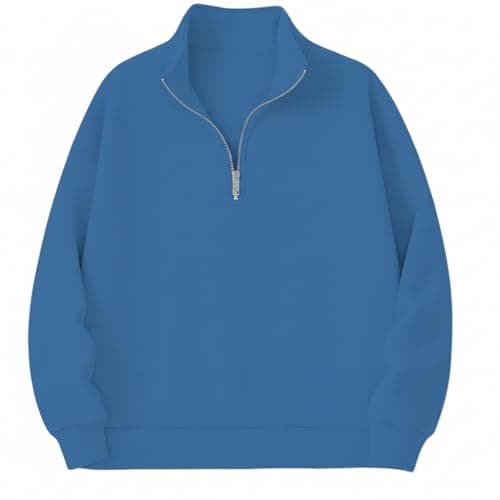 Mack Jonney Women’s Fleece Half-Zip Sky Blue Color High Neck Sweatshirt | Warm & Stylish Winter Wear -M4801