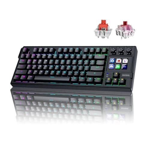 MMOBIEL Mechanical Keyboard for Stream Deck QWERTY HotSwappable RGB Keyboard with 6 Programmable LCD Macro Keys 3 Control Dials for OBS Streaming Editing Productivity for WindowsmacOS