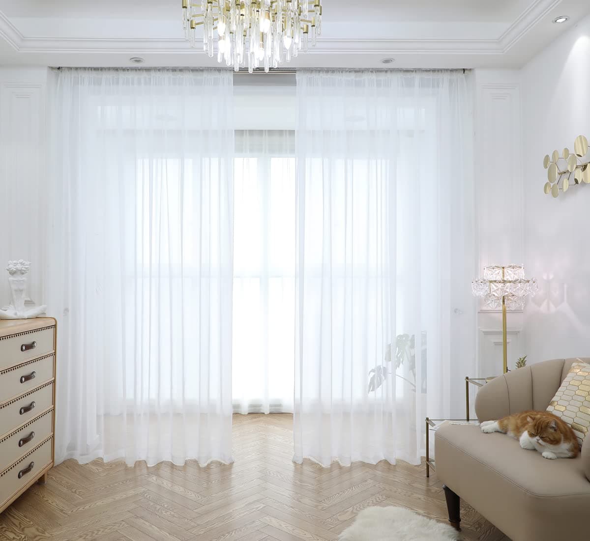 Windows White Sheer Curtains 108 Inches Length 42 Inches Width 2 Panels Set Clear Semi Sheer Curtain Basic Rod Pocket For Bedroom Children Living Room Yard Kitchen White 42W x 108L 2 pcs