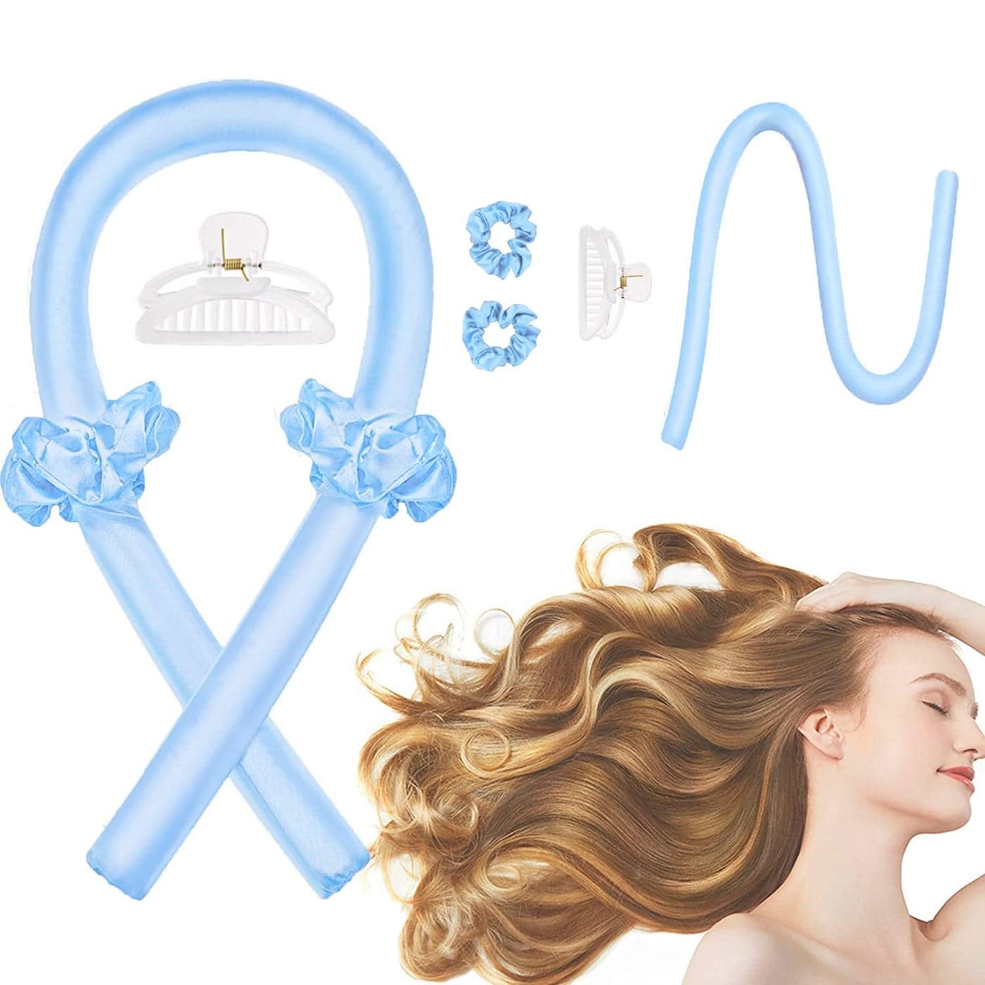 CORATED Heatless Curling Rod Headband No Heat Curl Set with Hair Clips and Scrunchie Silk Overnight Styling Kit for Long and Medium Curls
