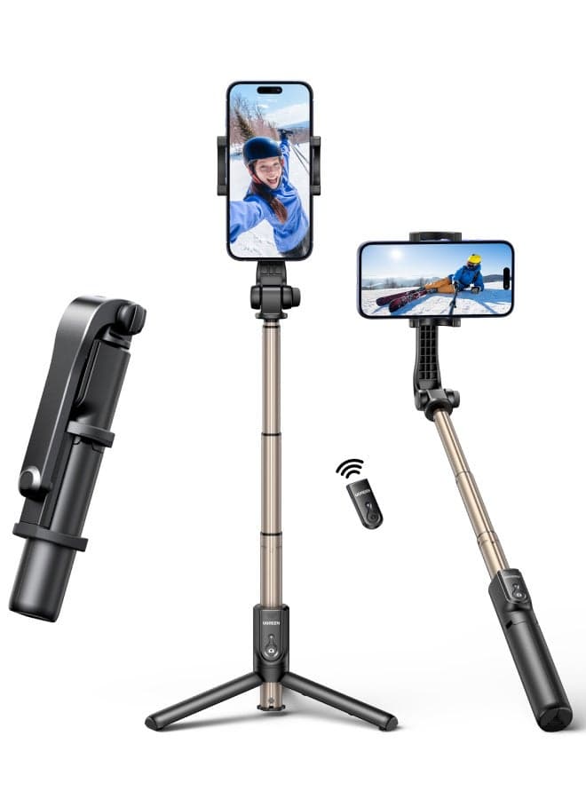 Selfie Stick Tripod with Bluetooth Remote and Phone Holder, Extendable And Portable Selfie Stick for iPhone Series, iPhone 16/15/14 Tripod for Video Recording - Black Black