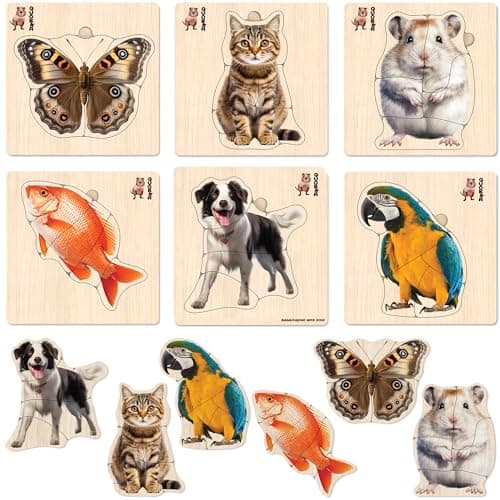 QUOKKA Realistic Wooden Puzzles for Toddlers 13 Year Old 15x15 Inches Kids Puzzles Ages 24 Birds Animals Fish Butterfly Montessori Toddler Toys Motor Skills Games Gifts for GirlsBoys