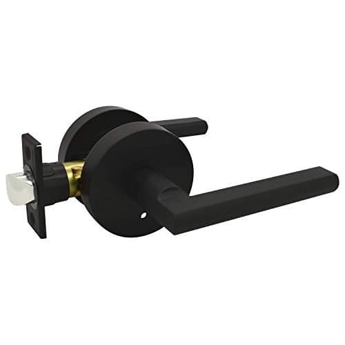 Nuk3y Thor Series Lever Door Handle Slim Round Modern Contemporary Lever Set (Privacy, Matte Black)