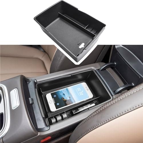 EDBETOS Center Console Organizer Tray Compatible with Hyundai Santa Fe TM 2021 2022 2023 Accessories and Santa Fe SEL 2022 2023 Interior Secondary Armrest Storage Box ABS Insert Tray, Black Trim