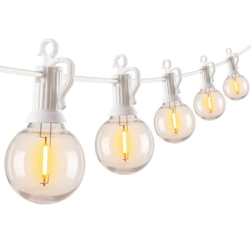 Brightown 25 Feet LED Outdoor String Lights with Shatterproof G40 Edison Bulbs, Connectable and Weatherproof Strand, Commercial Grade Patio Lights for Backyard Garden Patio Decorative, White