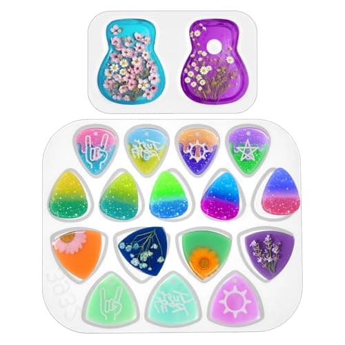 3 Pcs Guitar Pick Epoxy Resin Mold Guitars Pick Case Mold Guitar Triangle Plectrum Silicone Molds Resin Keychain Molds for Musical Instrument Accessories