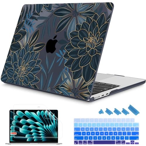 Mektron Designed for 202520242023 MacBook Air 15 INCH M4 A3241 M3 A3114 M2 A2941 Case Printed Plastic Hard Shell Cover with 153 Liquid Retina Display Touch ID Dahlia Flower C035