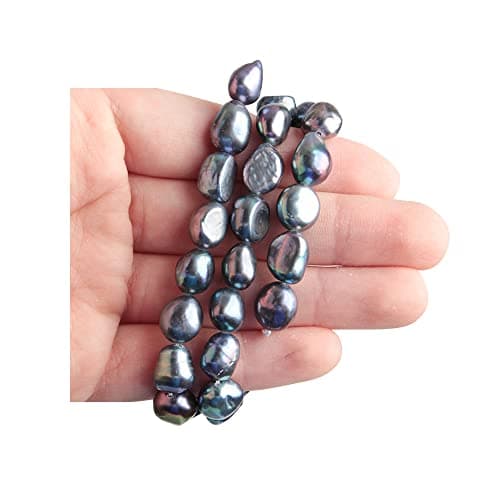 Acxico 1Pcs Beautiful Natural South SEA Baroque Black Pearl Necklace 18 inches 10-12MM, YY816