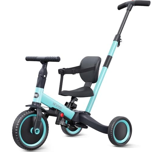 newyoo Tricycles for 13 Year Olds Toddler Bike Birthday Gift and Toy for Boys and Girls Toddler Tricycle with Parent Push Handle Trike with Backrest and Safety Belt Blue TR007