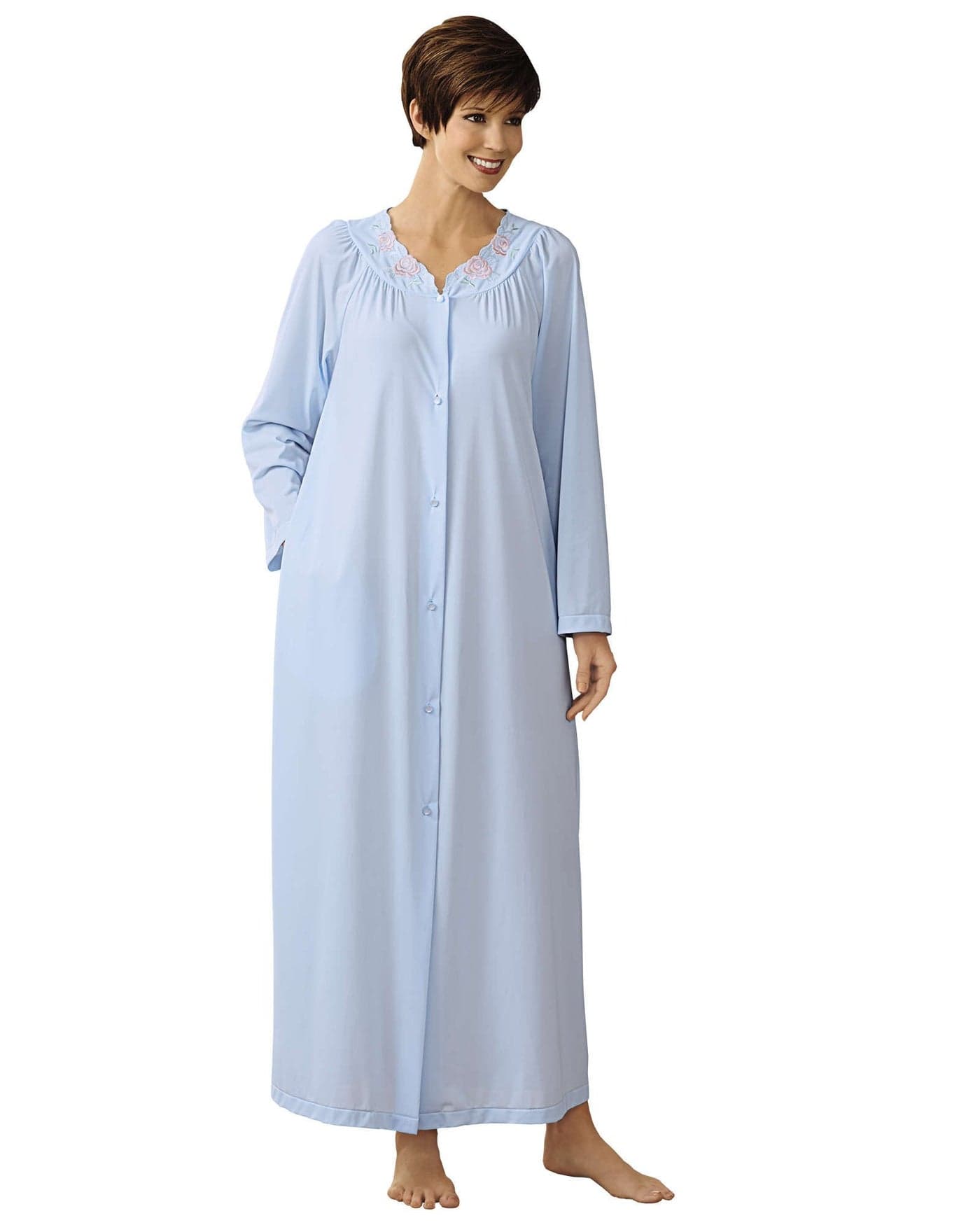 Shadowline Women's Petals 54 Inch Long Sleeve Long Coat, Blue, Small