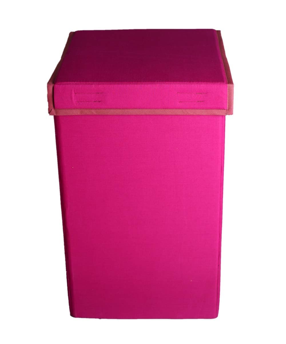 Shrey Creation Non Woven Foldable 68 Ltrs Laundry Bag/Storage Basket/Bin with Lid and Handle for Washing Clothes for Dirty Dress (Pink)
